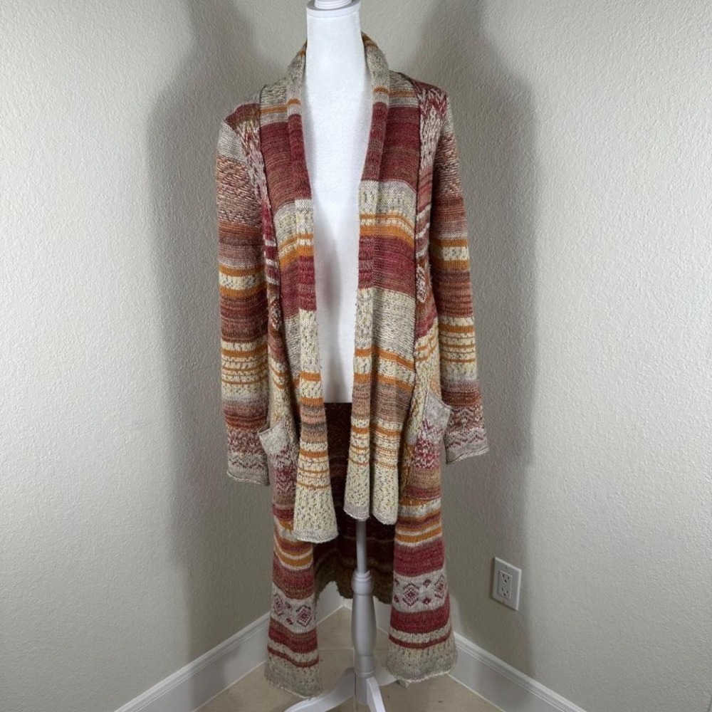 Free People Yesterdays Smile Maxi Cardigan Sweater Womens Medium Boho Hippie 70s